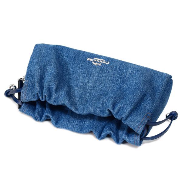 COACH（コーチ） バッグ デニム 巾着 レザー フェイ ロゴ 3WAY クロス