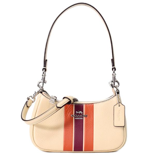 コーチ バッグ COACH ぺブルレザー テリ ストライプ ミニ ロゴ 2way クロスボディ 斜め掛け ショルダー ハンド バッグ アイボリーマルチ CAL22 COACH（コーチ） バッグ ぺブルレザー テリ ストライプ ミニ ロゴ 2way