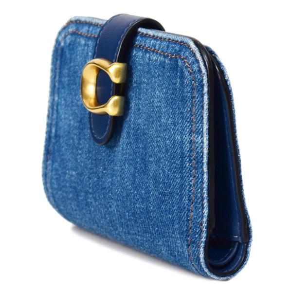 COACH（コーチ） 財布 デニム レザー タビー ロゴ コンパクト
