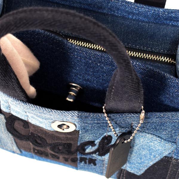 コーチ バッグ COACH デニム パッチワーク カーゴ トート 刺〓 20 ミニ ロゴ 2WAY クロスボディ ショルダー ハンドバッグ トートバッグ デニムマルチ CAO32の画像