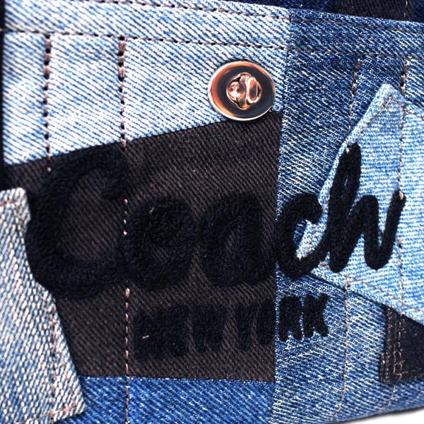 コーチ バッグ COACH デニム パッチワーク カーゴ トート 刺〓 20 ミニ ロゴ 2WAY クロスボディ ショルダー ハンドバッグ トートバッグ デニムマルチ CAO32の画像