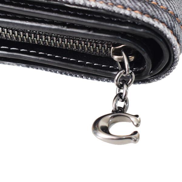 COACH（コーチ） 財布 デニム レザー ロゴ チャーム コンパクト
