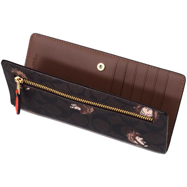 極美品✨コーチ 長財布 ウォレット レザー×キャンバス シグネチャー 茶 COACH（コーチ） 長財布 コーティングキャンバス レザー シグネチャー