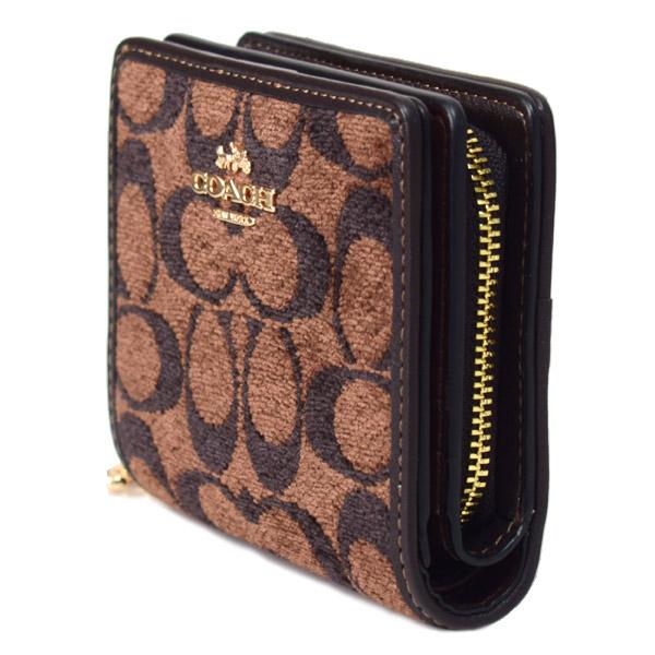 新品未使用 COACHコーチ 財布 コンパクト 二つ折り シグネチャー チャーム COACH（コーチ） 財布 シェニール レザー シグネチャー ふわふわ ロゴ