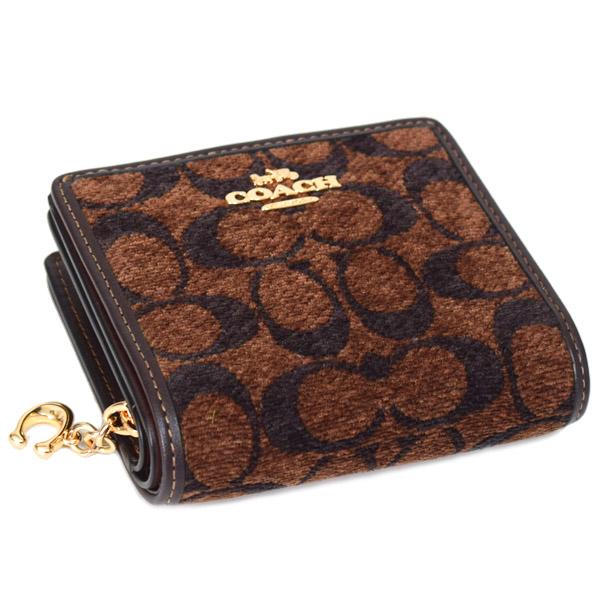 新品未使用 COACHコーチ 財布 コンパクト 二つ折り シグネチャー チャーム COACH（コーチ） 財布 シェニール レザー シグネチャー ふわふわ ロゴ
