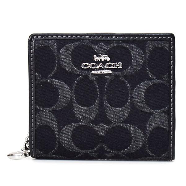 COACH（コーチ） 財布 デニム レザー シグネチャー ロゴ コンパクト