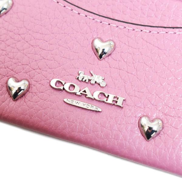 コーチ カードケース COACH レザー スタッズ ハート リベット ロゴ スリム ID パスケース カードケース 定期入れ 名刺入れ ピオニー CDG89 | COACH | 04