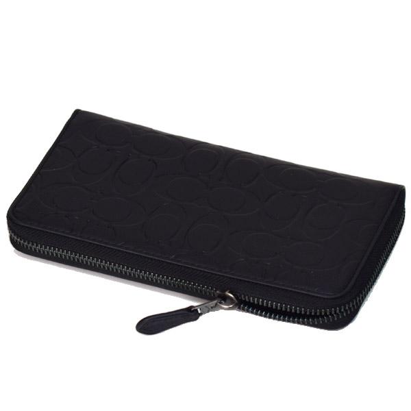 COACH（コーチ） メンズ 長財布 カーフレザー シグネチャー 型押し