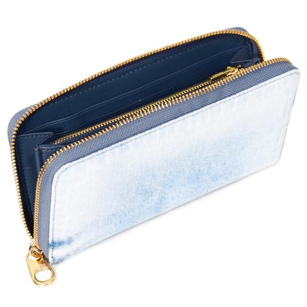 COACH コーチ　ストラップ付き　長財布　デニム　インディゴ　ブルー COACH（コーチ） 長財布 デニム レザー ロゴ リストレット ロング