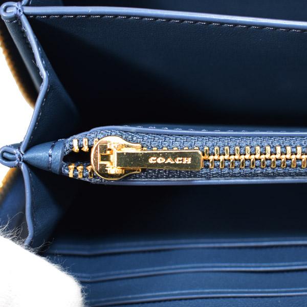 COACH（コーチ） 長財布 デニム レザー ロゴ リストレット ロング