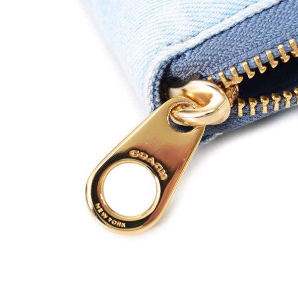 COACHコーチデニムレザーミッドナイトブルーzip長財布 COACH（コーチ） 長財布 デニム レザー ロゴ リストレット ロング