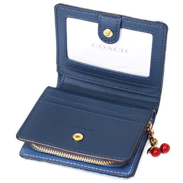 COACH（コーチ） 財布 デニム さくらんぼ レザー ロゴ チャーム