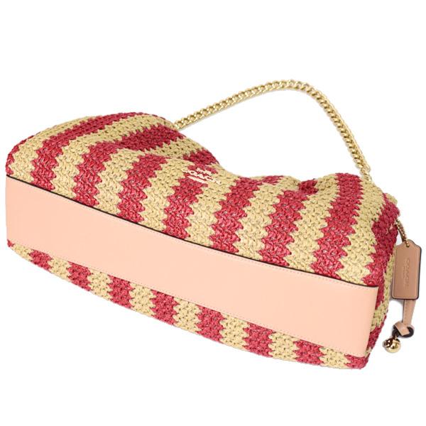 COACH（コーチ） バッグ ストロー レザー かごバッグ 巾着 ストライプ