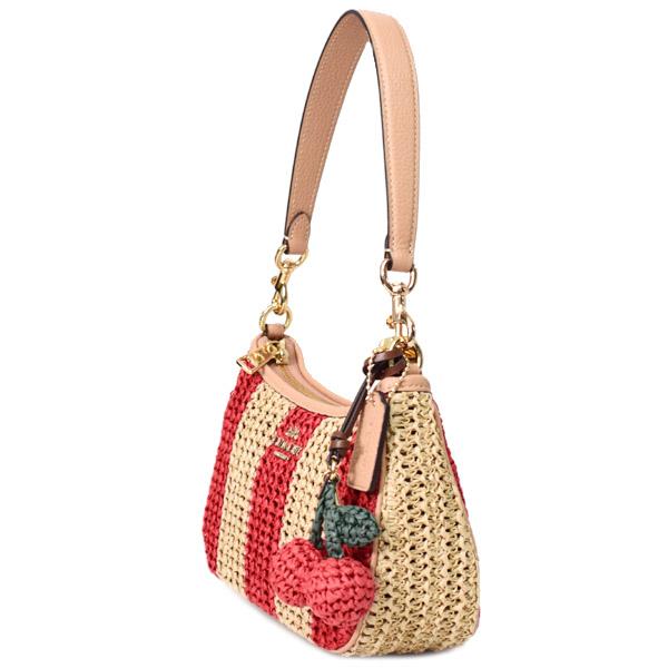 COACH（コーチ） バッグ かごバッグ ストロー レザー ストライプ テリ 