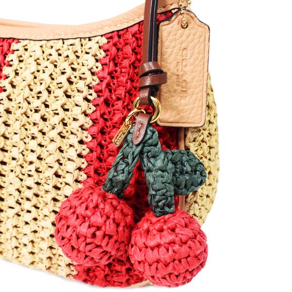 COACH（コーチ） バッグ かごバッグ ストロー レザー ストライプ テリ