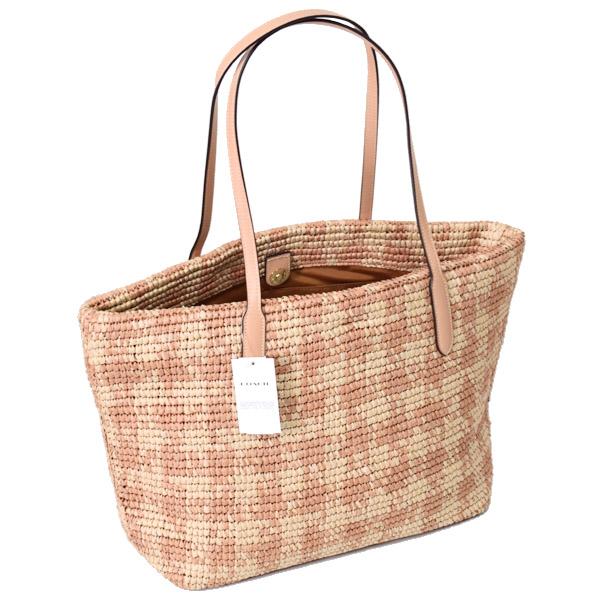 COACH（コーチ） バッグ かごバッグ ストロー レザー ギンガム