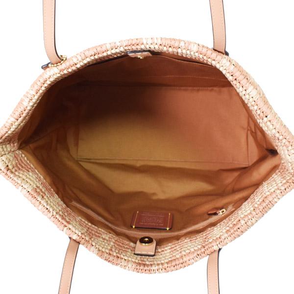 COACH（コーチ） バッグ かごバッグ ストロー レザー ギンガム