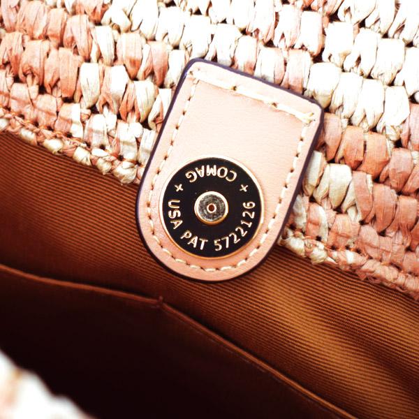 COACH（コーチ） バッグ かごバッグ ストロー レザー ギンガム
