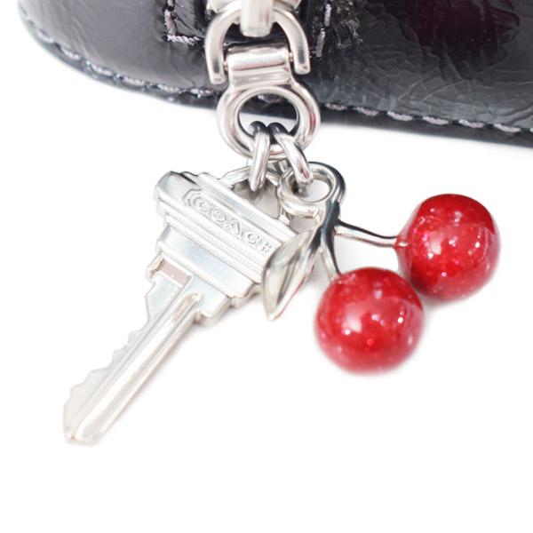 新品コーチCOACH キーリング付き札ケースレザー COACH（コーチ） カードケース グレイズドレザー さくらんぼ 鍵