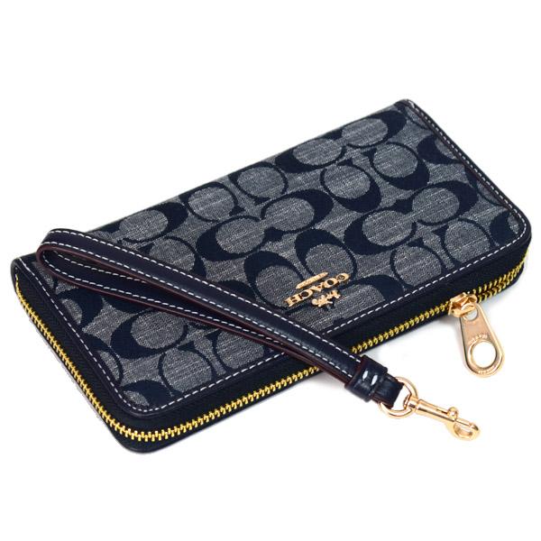 COACH（コーチ） 長財布 シャンブレー レザー シグネチャー ロゴ