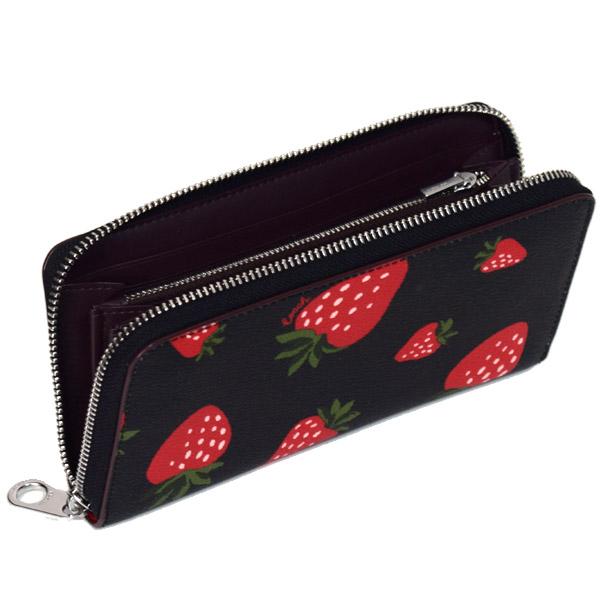 COACH（コーチ） 長財布 レザー ストロベリー 苺 プリント ロゴ リスト