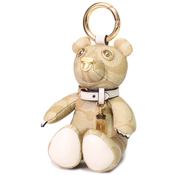 coach ベージュ クマ型 キーホルダー★コーチ COACH（コーチ） キーホルダー コーティングキャンバス レザー