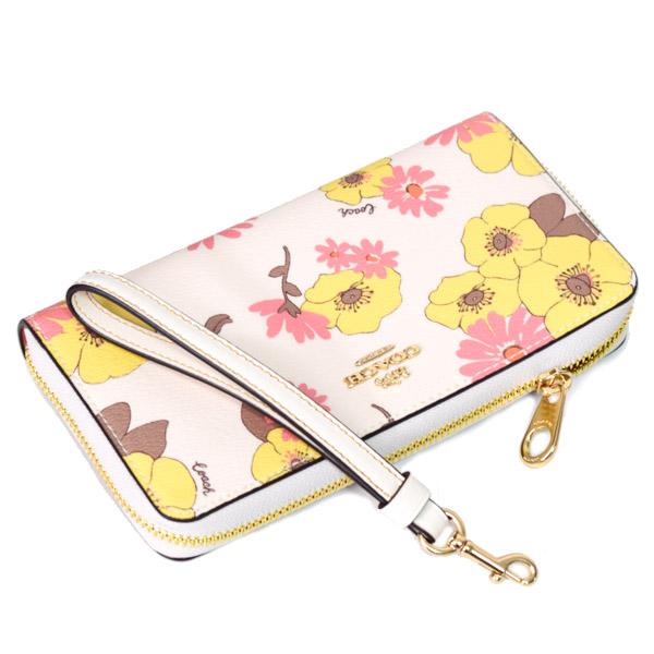 COACH（コーチ） 長財布 レザー フローラル 花柄 ロゴ ロング ジップ