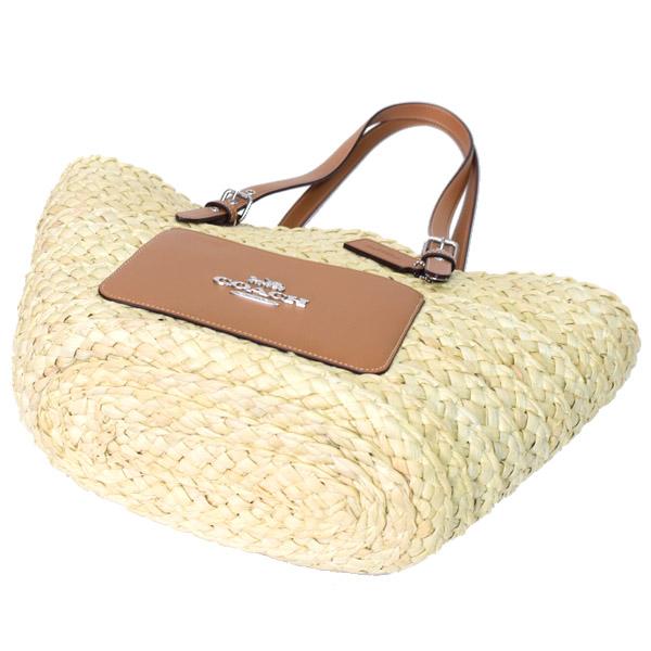 COACH（コーチ） バッグ ストロー スムースレザー かごバッグ ロゴ