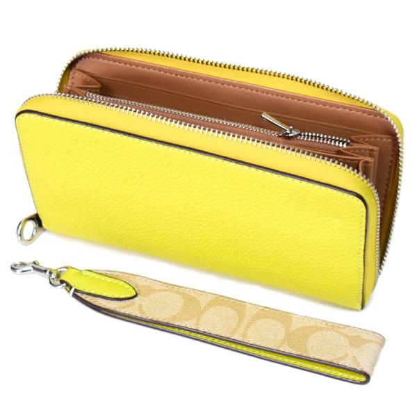 COACH（コーチ） 長財布 ぺブルレザー シグネチャー リストレット ロゴ