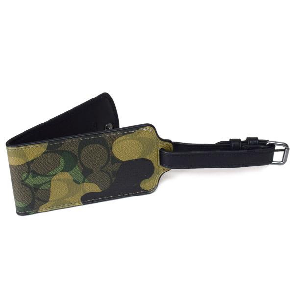 コーチ カードケース COACH コーティングキャンバス レザー シグネチャー カモフラ 迷彩柄 ラゲージ ネーム タグ キーホルダー グリーンマルチ CM033