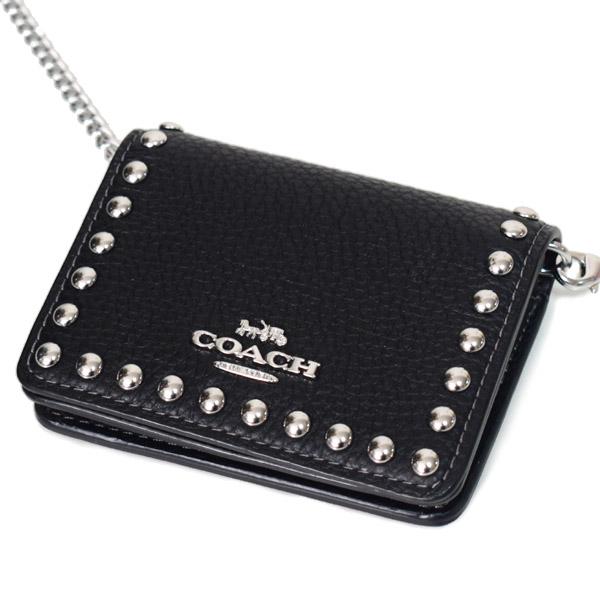 COACH（コーチ） 財布 ぺブルレザー スタッズ ロゴ チェーン