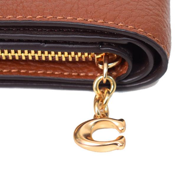 COACH（コーチ） 財布 ぺブルレザー ロゴチャーム スナップ ウォレット
