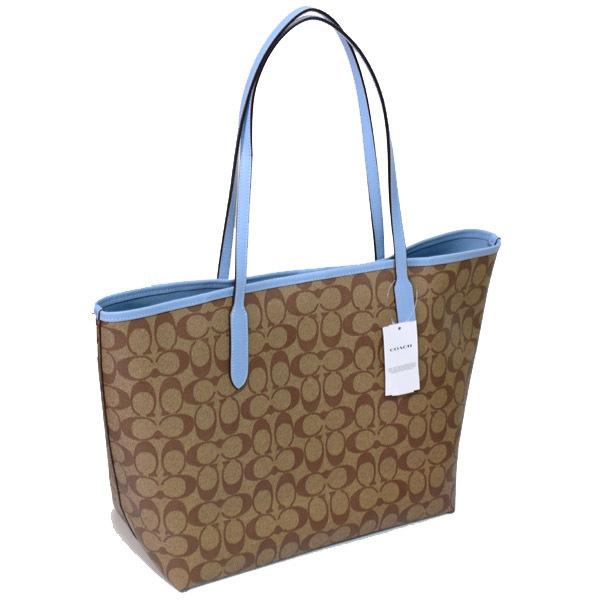 COACH トートバッグ シグネチャー ブルー COACH（コーチ） バッグ コーティングキャンバス スムースレザー