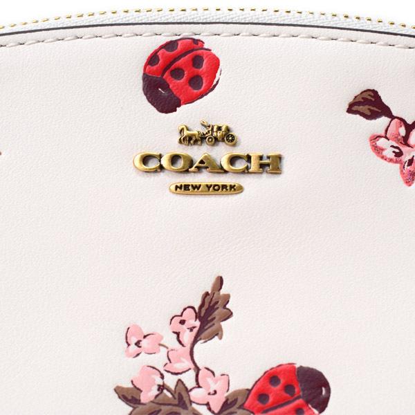 COACH（コーチ） コスメポーチ カーフレザー てんとう虫 花柄