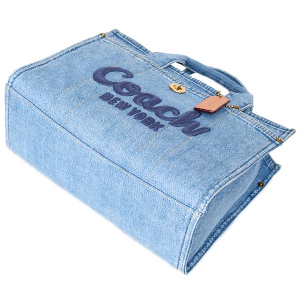 COACH（コーチ） バッグ デニム カーゴ トート レザー 刺〓 ロゴ 2WAY