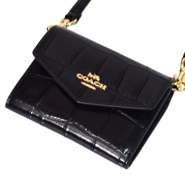 コーチ 財布 COACH クロコダイル エンボスドレザー ミニ ウォレット 2WAY ショルダー カードケース 定期入れ 名刺入れ ポーチ コインケース 財布 ブラック CU175 | COACH | 02