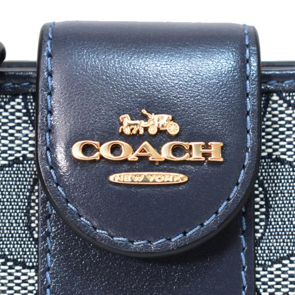 コーチ　二つ折り財布　ネイビーカラー COACH（コーチ） 財布 レディース 2つ折り 折財布 コンパクト