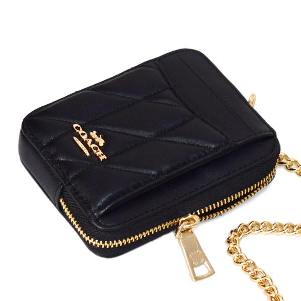COACH（コーチ） コインケース レザー キルティング チェーン ジップ