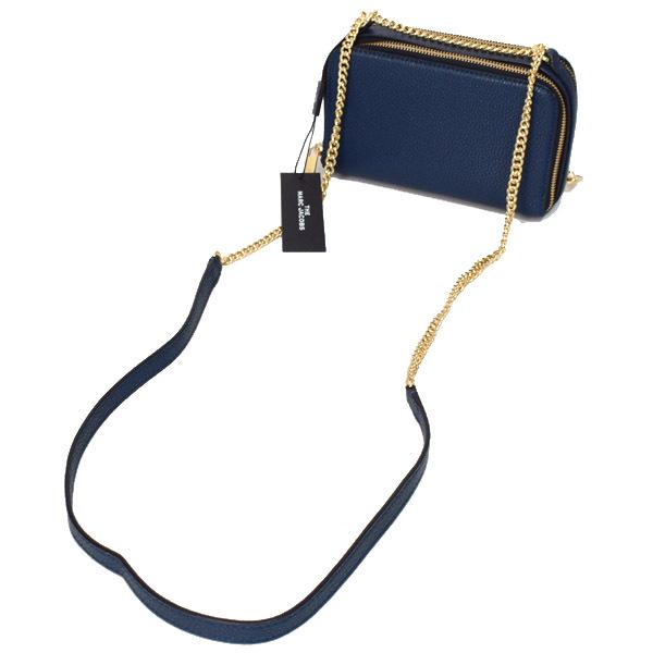 新品同様美品 MARC JACOBS マークジェイコブス ロゴ ダブルジップ チェーンショルダーバッグ 斜め掛けOK ショルダーバッグ レザー ネイビー レディース【中古】 MARC JACOBS（マーク・ジェイコブス） バッグ グレインレザー ジ