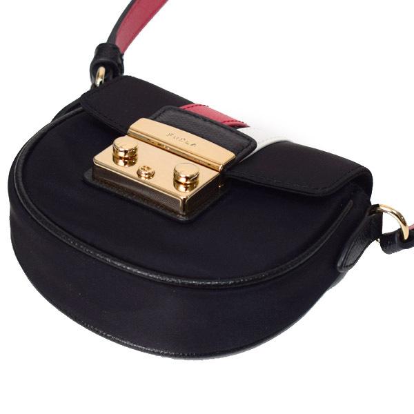フルラ バッグ FURLA ポリエステル レザー メトロポリス ストライプ クロスボディ 斜めがけ ミニ ショルダーバッグ ブラック×ルビーレッド×ホワイト WE00135 | FURLA | 02