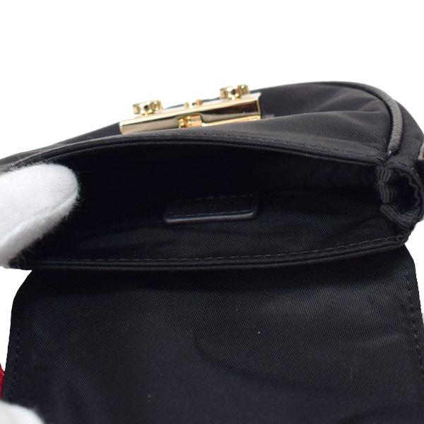 フルラ バッグ FURLA ポリエステル レザー メトロポリス ストライプ クロスボディ 斜めがけ ミニ ショルダーバッグ ブラック×ルビーレッド×ホワイト WE00135 | FURLA | 03