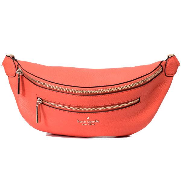 ケイトスペード バッグ katespade ぺブルレザー レイラ ロゴ ベルトバッグ 2way ワンショルダー バックパック ウエスト ボディバッグ コーラルバッズ WKR00306