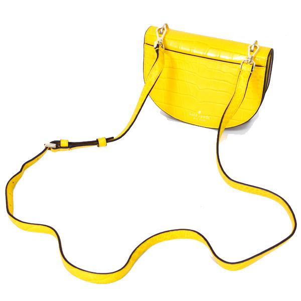 ケイトスペード バッグ katespade クロコエンボスドレザー フラップ クロスボディー 2way 斜め掛け ショルダー クラッチバッグ イエロー WKRU6346_1