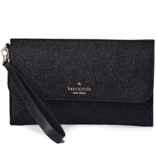 独創的 ケイトスペード 財布 Katespade グリッター ローラ ミディアム フォン リストレット ウォレット 長財布 ブラック Wlr Web限定 Www Ladislexia Net