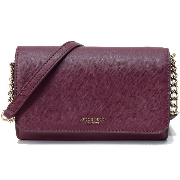 ケイトスペード バッグ katespade サフィアーノレザー キャメロン フラップ 2way クラッチ 斜めがけ ウォレット ショルダーバッグ チェリーウッド WLRU5433