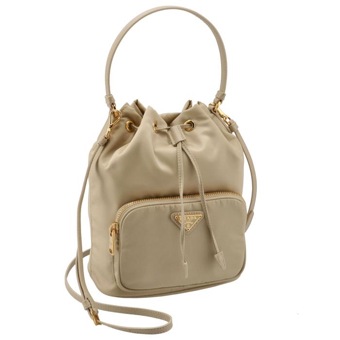 プラダ PRADA ベージュ ナイロンハンドバッグ ショルダーバッグ ミニ