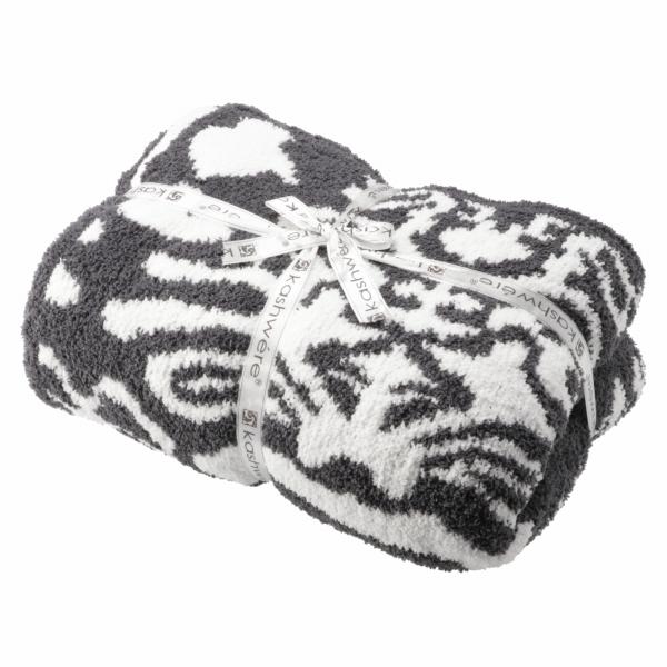 【訳あり】カシウエア KASHWERE ブランケット DAMASK 織柄 ダマスク スレート×ホワイト THCHDSK01 0001 025