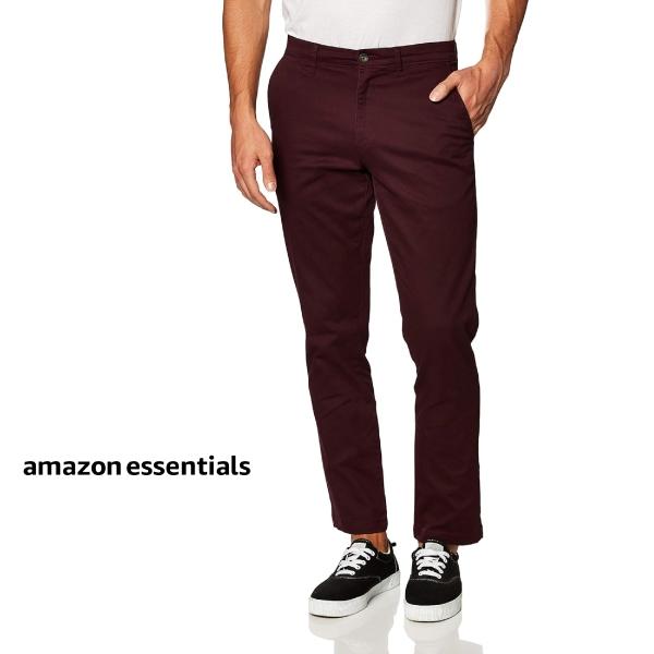 【アウトレット品】 amazon essentials アマゾンエッセンシャルズ パンツ メンズ カジュアル ストレッチ バーガンディ M