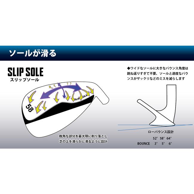 ウェッジLab 58度　SLIP SOLE スリップソールウェッジ 52° 58° 64° ウェッジラボ WEDGE Lab スチール