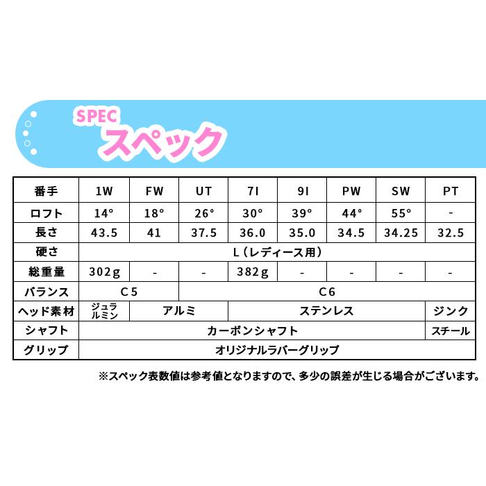 レディースゴルフクラブセット キャディバッグ付 ハーフセット 8本 (1W